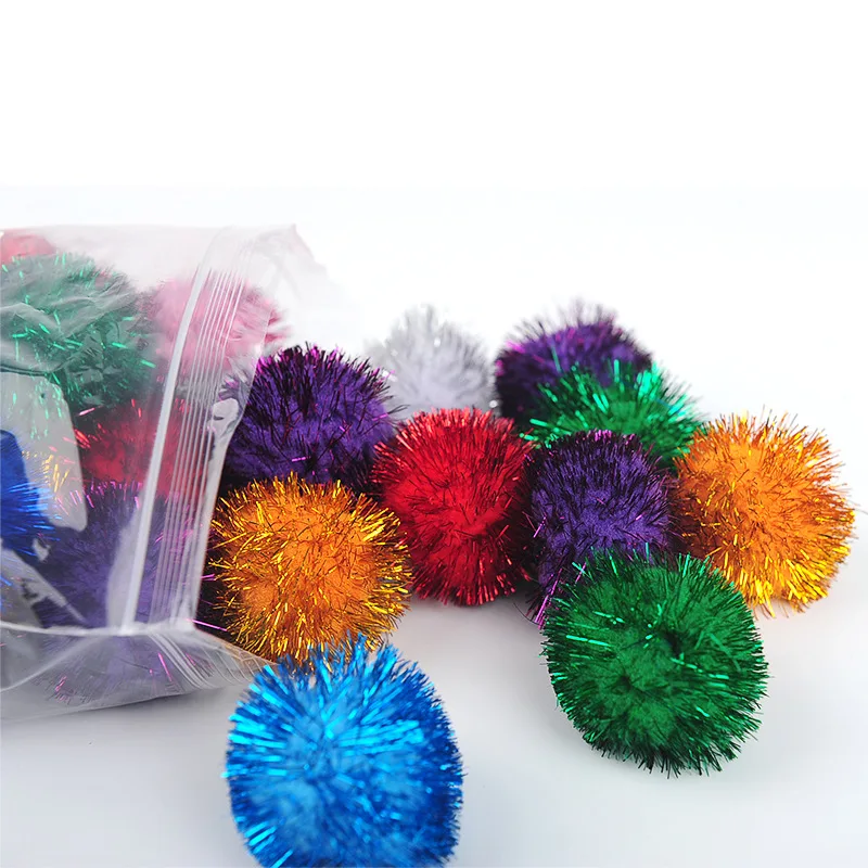 12mm 15mm 20mm Sparkly Pom Poms Glitter Tinsel Pompones DIY Sewing