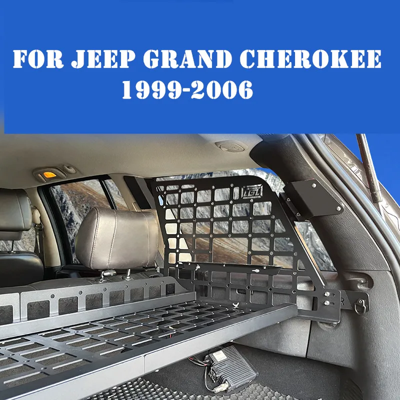 

Для Jeep Grand Cherokee 1999-2006, стеллаж для хранения в багажнике, Модифицированная подвесная сетчатая занавеска из алюминиевого сплава, многослойные детали для хранения