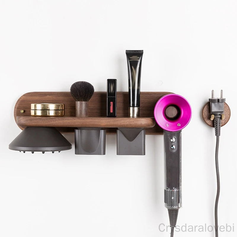 para-dyson-blower-rack-home-decor-bathroom-storage-stand-bicos-secador-de-cabelo-titular-walnut-wood-organizer-wall-mount