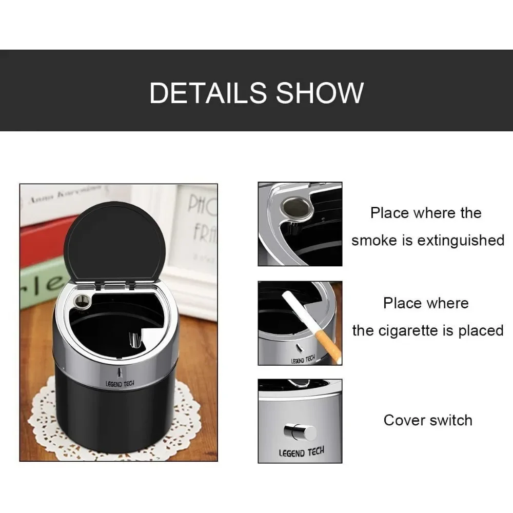 Cigarette Ashtray Car Cup Holder Ashtray Lid Tabletop Desktop Smoking Ash Tray For Restaurants Bars