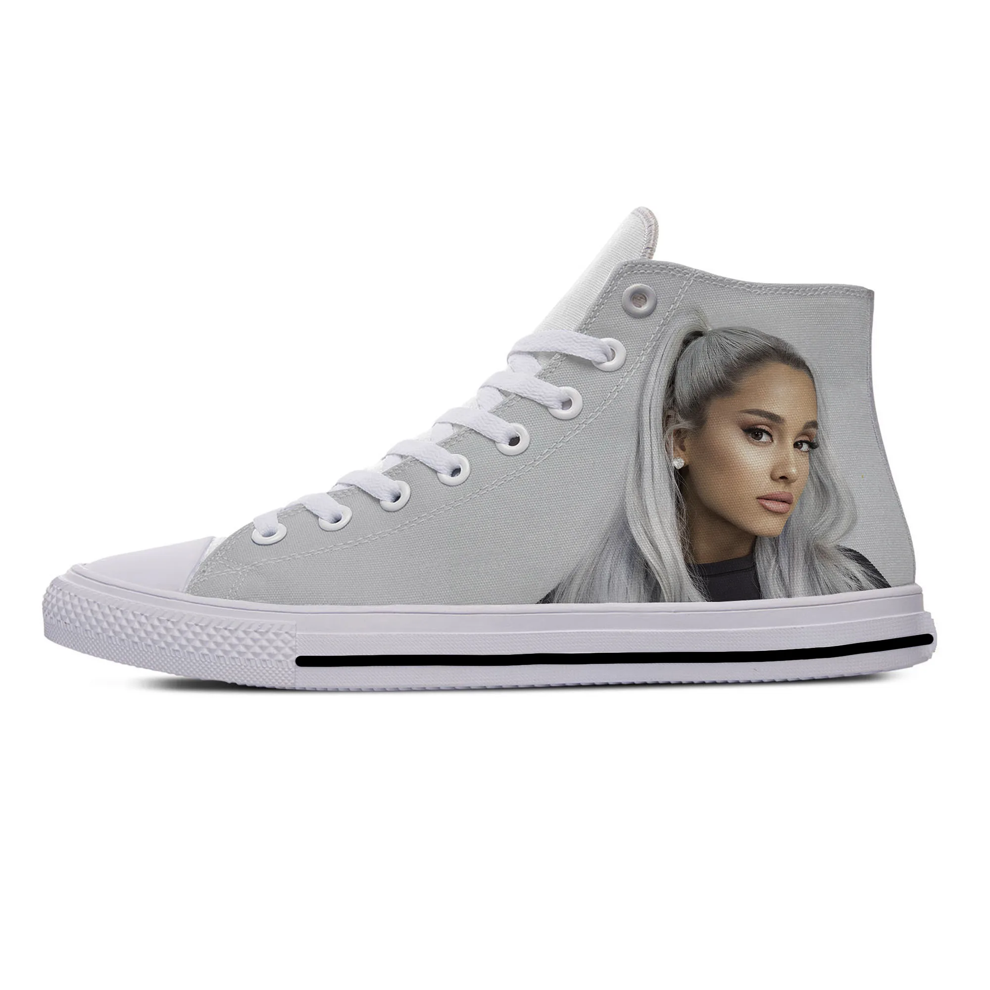 

Grande Pop Singer Music Ariana Cute Fashion Funny Casual Shoes High Top Lightweight Men Women Sneakers Breathable Board Shoes