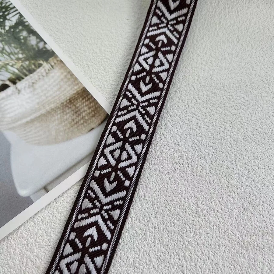 10 Yards/lot wide About 3 CM Woven Jacquard Ribbon Geometric Blue White And Black Color For Clothing Accessory ZH-5752