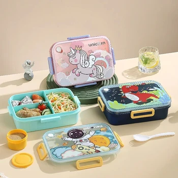 1200ml Cute Lunch Box for Kids Girls Boys With 3 Compartments Bento Lunchbox School Child Leakproof Children's Food Snack Boxes 1