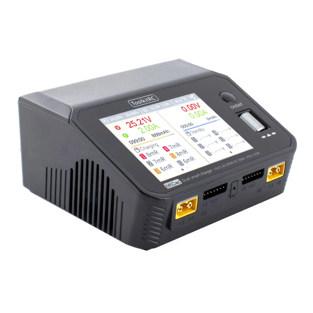 ToolkitRC M6dac Dual Channel Smart Lipo Battery Charger Discharger AC 200W DC 350WX2 15A for 1-6S LiHV Lipo Battery PD 65W thumbnail 5