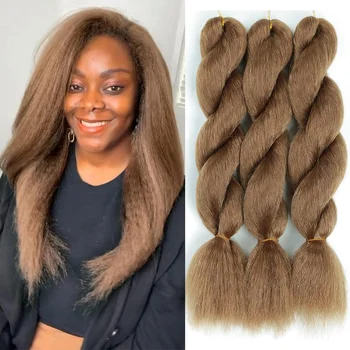 26inch Premium Synthetic Fibers Kinky straight Vixen Bundles crochet hair Natural Black Yaki for black women Hair Extensions 1