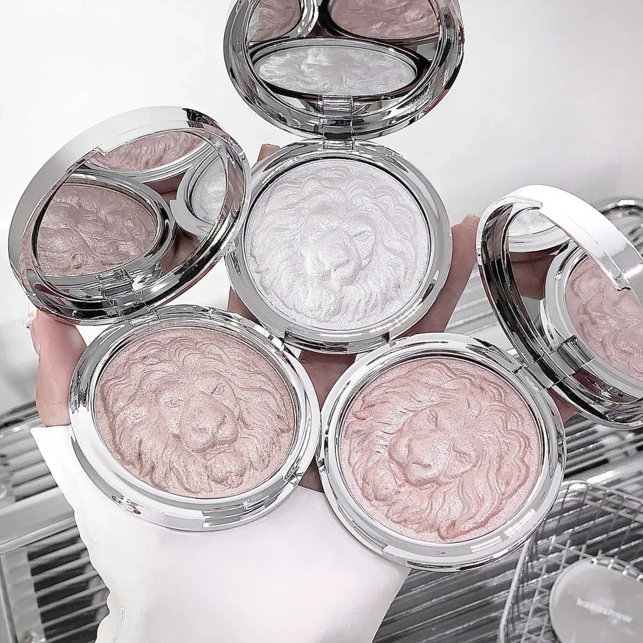 Shimmer Diamond Pink Highlighter 3 Colors Palette Brighten Contour Radiant Skin Natural Long-lasting For Festival & Daily Makeup