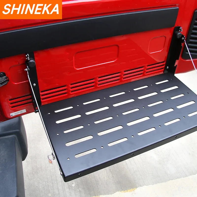 SHINEKA Metal Flexible Tailgate Table Rear Trunk Door Rack Cargo Luggage Holder Carrier Shelf For Jeep Wrangler JK 2007-