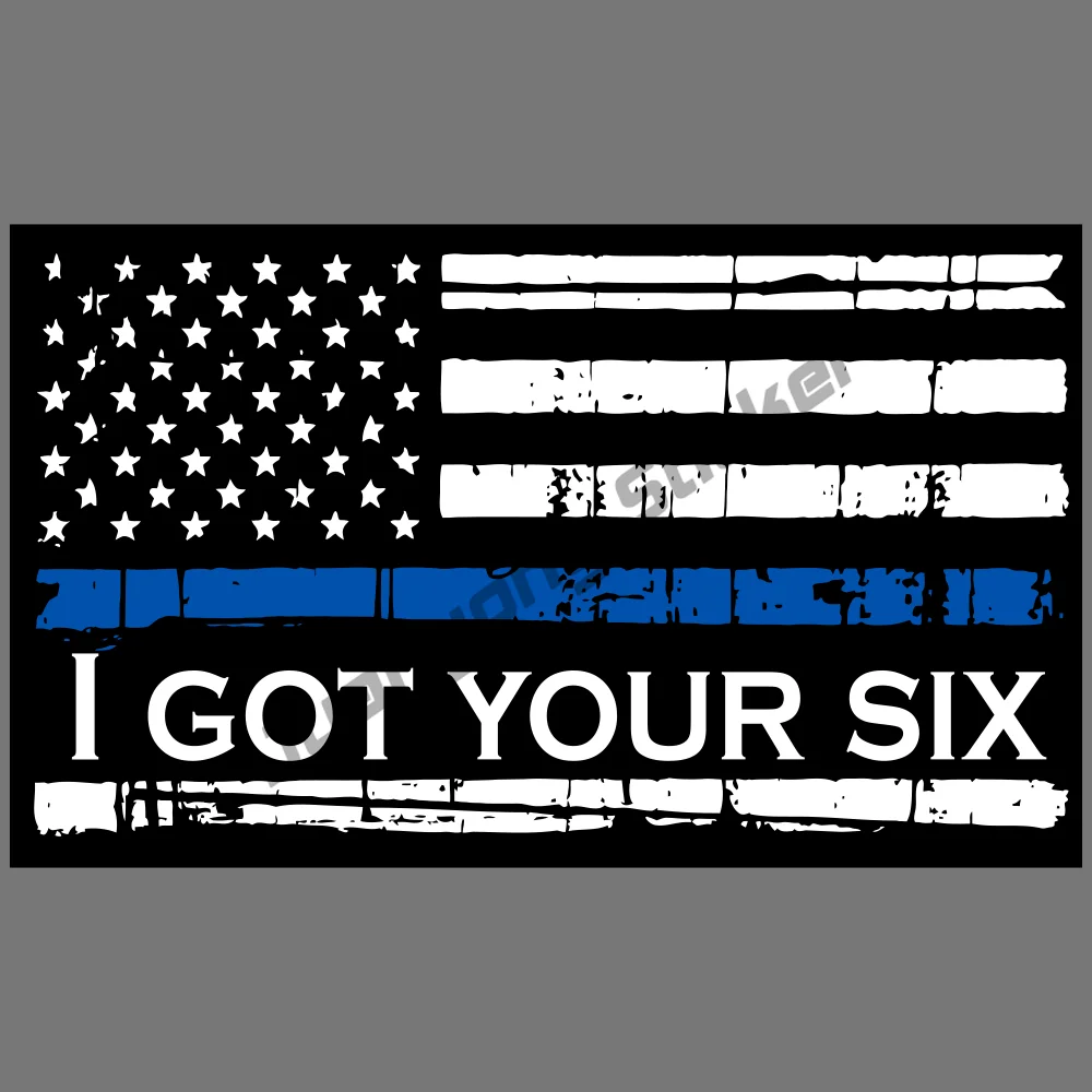 Ho Ottenuto La Tua Sei Police Thin Blue Line Distressed Flag Window Helmet Decalcomania In Vinile Adesivo Per Moto Jdm Creative Refit Decor