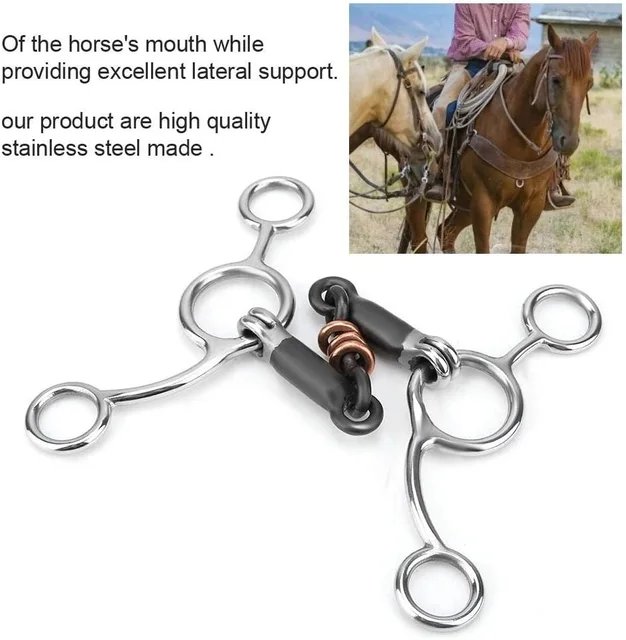 New Horse Bit Stainless Low Leverage Steel Copper Roller Loose Mouth Bit Copper Winding Stiff-Bit Copper Wire Wrapped Mouth 3