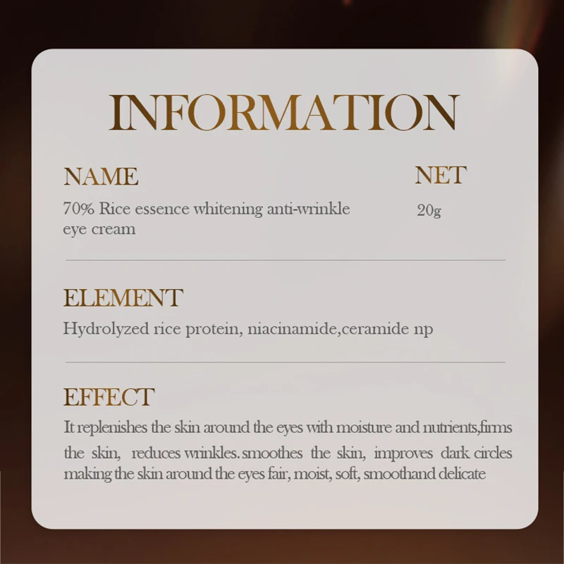 SADOER Rice Essence Eye Cream Anti Dark Circles Anti-Aging Anti Wrinkles Whitening Moisturizing Korean Eyes Skin Care Cosmetics