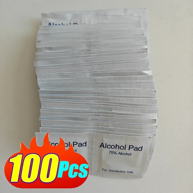 10/100Pcs Car Detailing Disposable Alcohol Disinfection Cotton Pad Wash Care Phone Cleaning Wiper Screen Glasses Cleaning Cotton 6