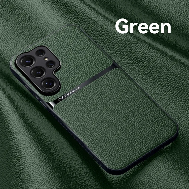 Luxury Leather Magnetic Phone Case with Car Holder and Protector Cover