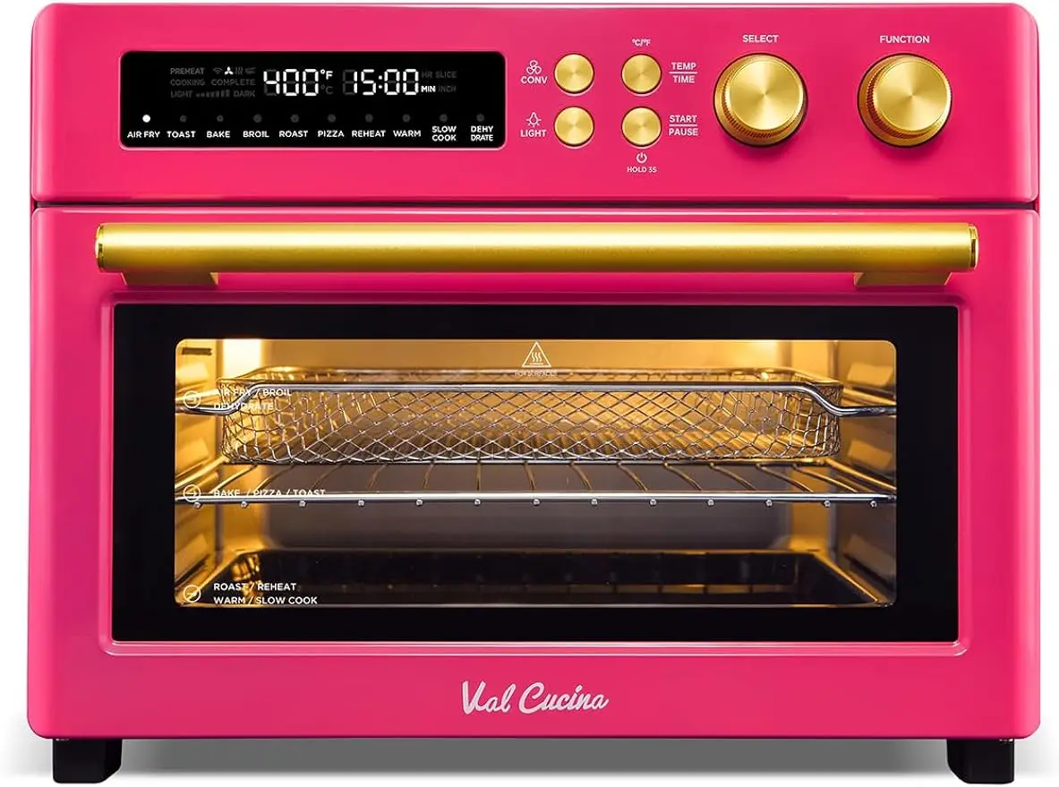 

VAL CUCINA Limited Edition Happy Pink Infrared Heating Air Fryer Toaster Oven, Extra Large Countertop Convection