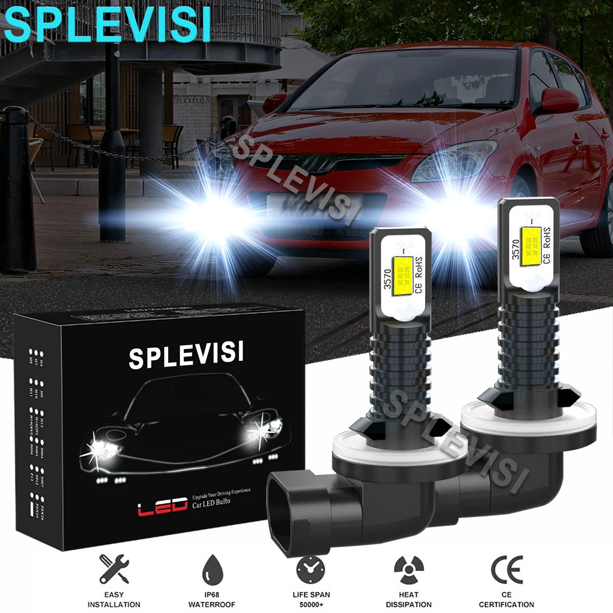 2PCS White LED Fog Light Bulbs 6000K Fit For Hyundai Getz TB 2005 2010