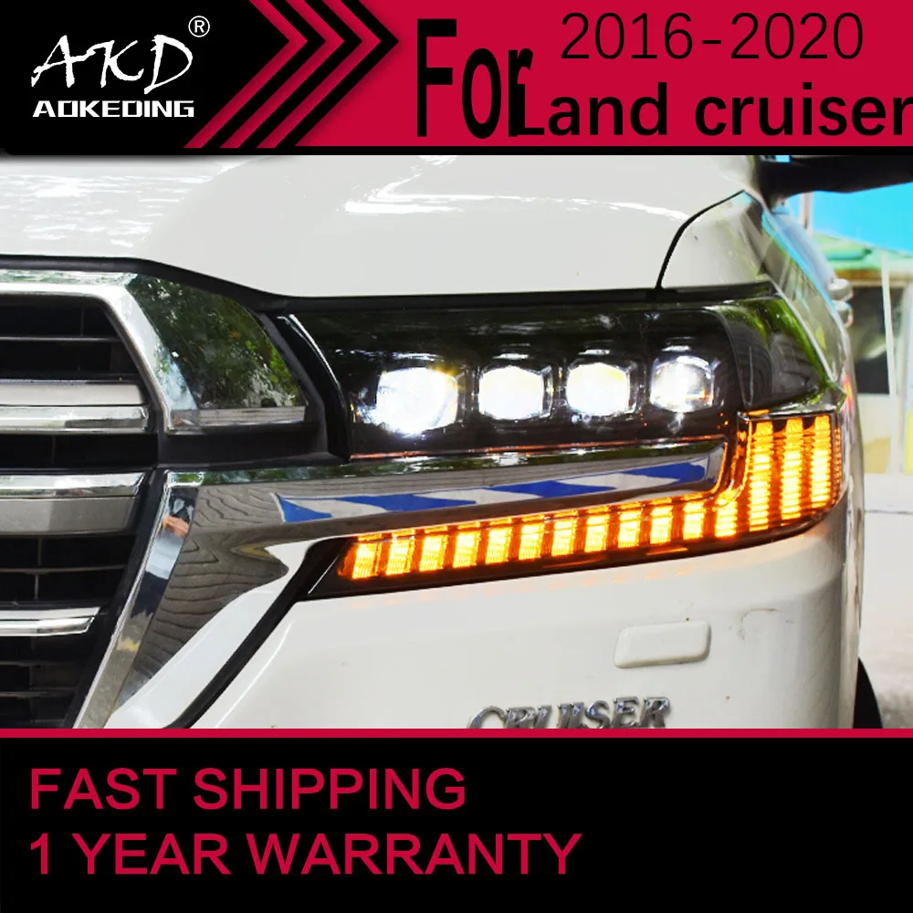 

Автомобильные фары для Toyota Land Cruiser светодиодный, фары 2016-2020 LC200, фары головного света, ДХО, Проекционные линзы, автомобильные аксессуары