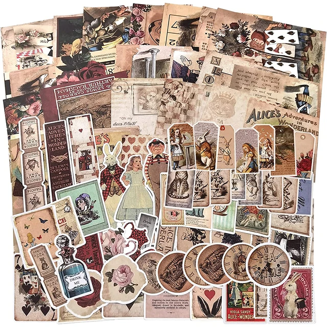 Vintage Scrapbook Stickers Washi Stickers Antique Paper Stickers Retro  Decorative Decals Collection Stickers for Art Journaling DIY Crafts Diary