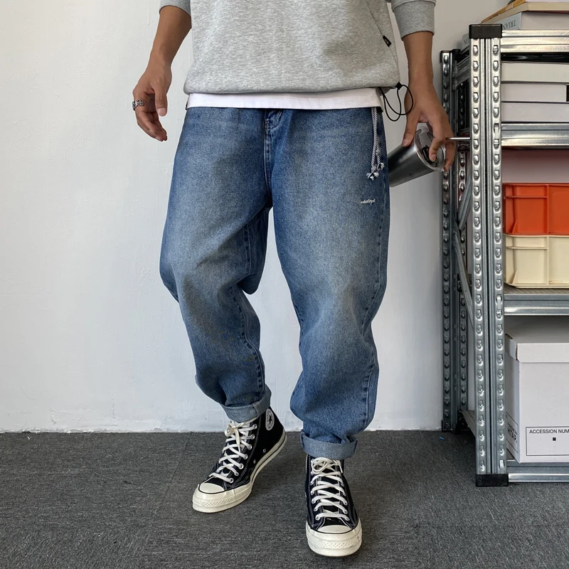 American High Quality Fashion Casual Jeans Men Clothing Streetwear Denim Straight Trousers Japanese Harajuku Casual Cargo Pants