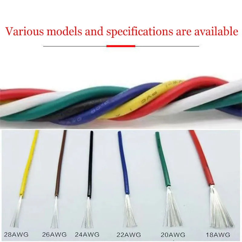 PVC 하이 퀄리티 DIY 연선 케이블 와이어 주석 도금 구리 와이어, AWM 1007, 30 28 26 24 22 20 18 16 AWG (5 색 세트)
