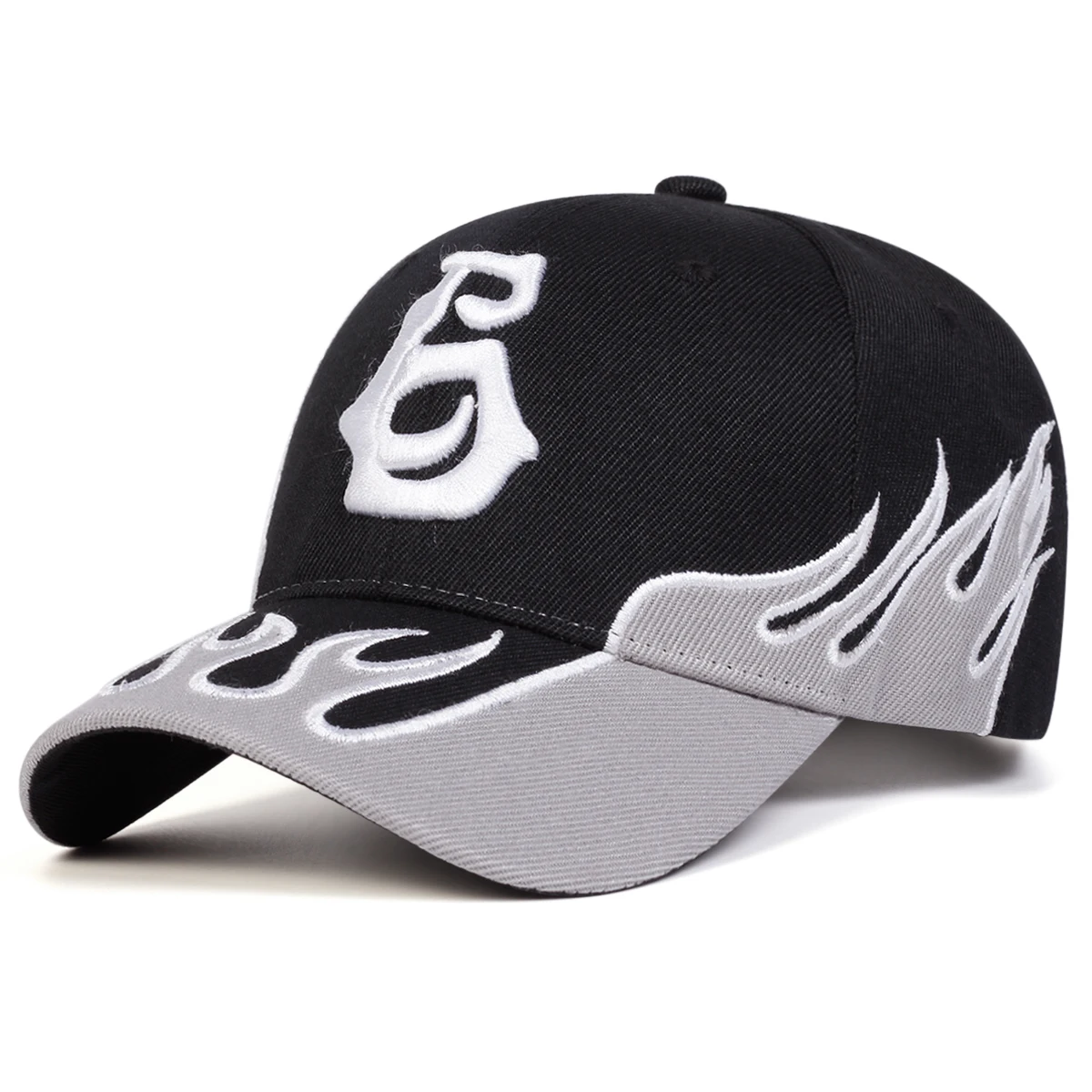 Unisex Baseballkappen mit Flammen-Stickerei und Buchstaben, Frühling Herbst Outdoor Verstellbare Freizeithüte Sonnenschutzkappe Sportmütze – Detail 5