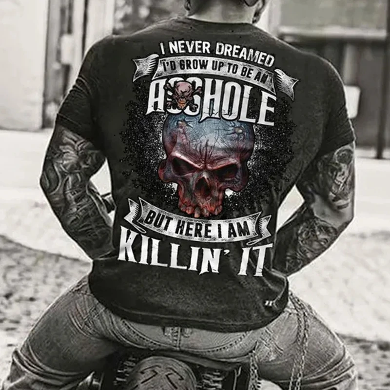 

Summer Retro Street Men Women T-shirts Vintage Skull 3d Print Graphic Unisex T Shirt Daily Casual Short-sleeved Crew Neck Tops