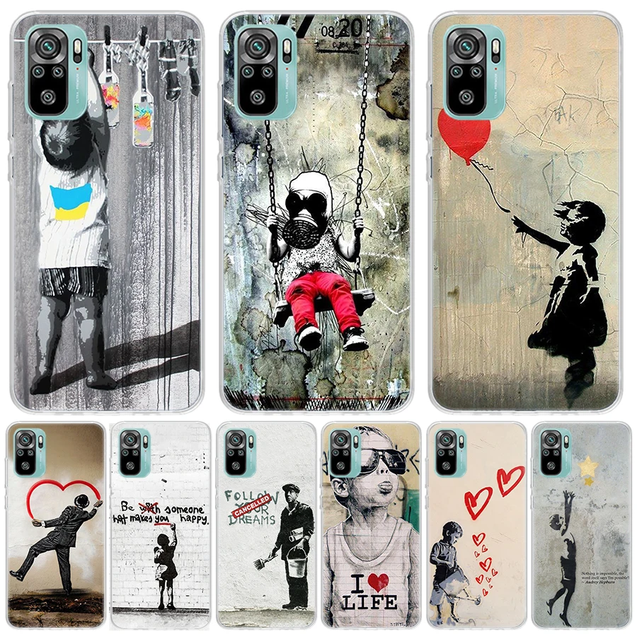 Street Art Banksy Graffiti Per Xiaomi Redmi Note 12 11S 11 10S 10 9S 9 8T 8 Pro Custodia Per Telefono 11T 11E 9T 7 5 Plus Fundas Cover Coqu