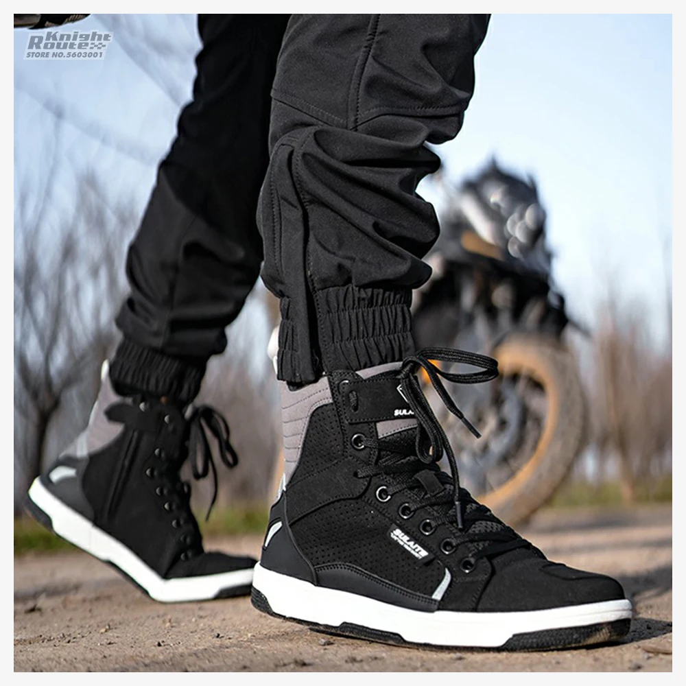 Men's Motorcycle Shoes Four Seasons Motorbike Gear Shift Breatheable Anti-fall Rider Road Racing Biker Boot Casual Shoes Boots