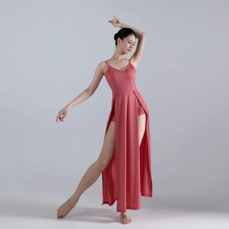 

Women Summer Sexy Ice Silk Long Dress Modern Dance Costume High Slit Silver Sequin With Detachable Chest Pad And Leggings