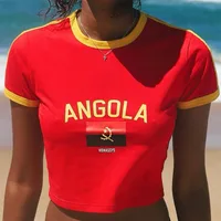 Hip-hop Harajuku Grunge angola National Flag Text Print T-shirt  Y2k Streetwear Crop Tops Summer Cozy Sexy Women Camisole 1