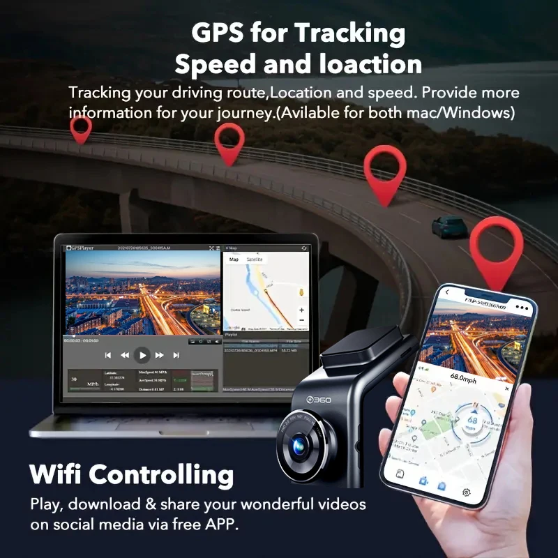 360 Traço Cam para Carros 2.5K camera veicular Controle WiFi GPS Embutido 2  Polegada Gravador de Vídeo Dvr Carro G300H Câmera para Veículo  Estacionamento Monitor acessório para carro - AliExpress