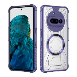ELVEV Magnetic Battle Shadow Series Anti - Slip Hard Transparent Phone Case - Nothing CMF Phone 1 (Purple - with Magnet)