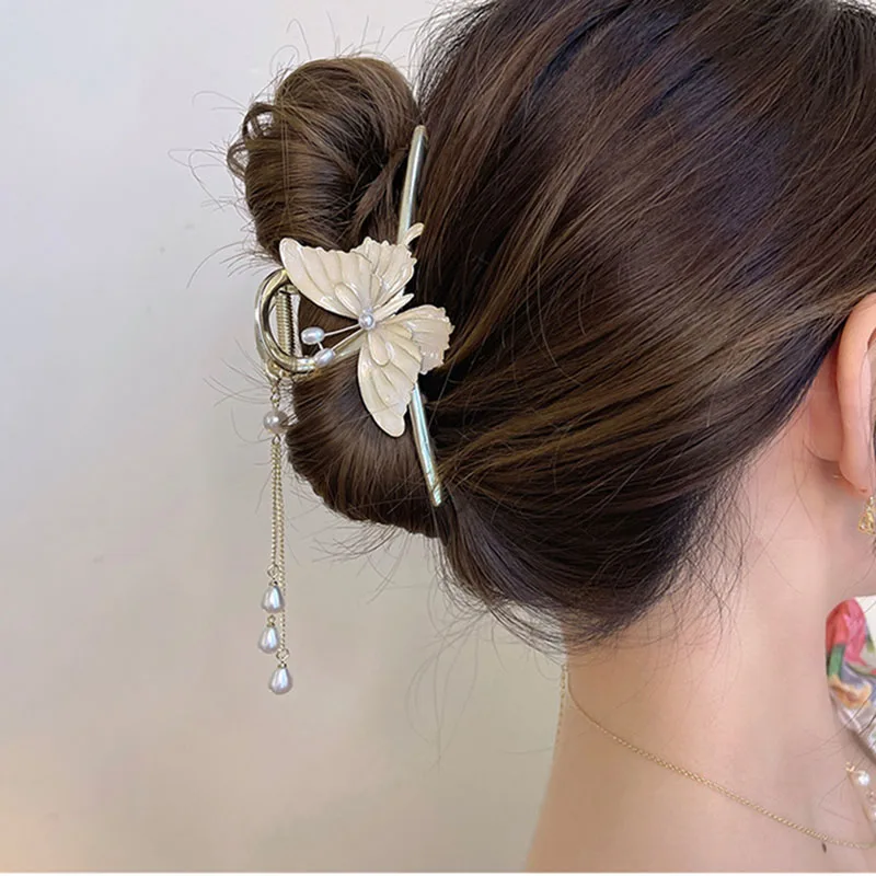 

New Elegant Butterfly tassel hair clip Ponytail Claw Clip Woman Girls Styling Barrette Headdress HAIR ACCESSORI FOR WOMAN Gifts
