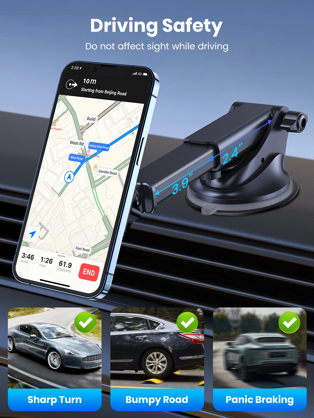2-IN-1 Magnetic Car Phone Mount,N52 Strong Magnet Dashboard & Air Vent Car Phone