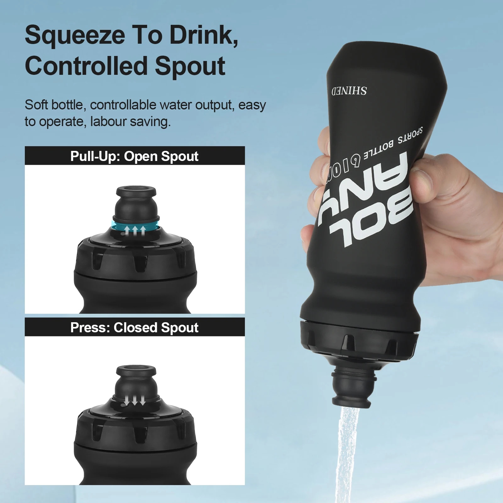 BOLANY Leak-Proof Cycling Water Bottle - 610ML Squeeze Bottle for Outdoor Sports & Fitness