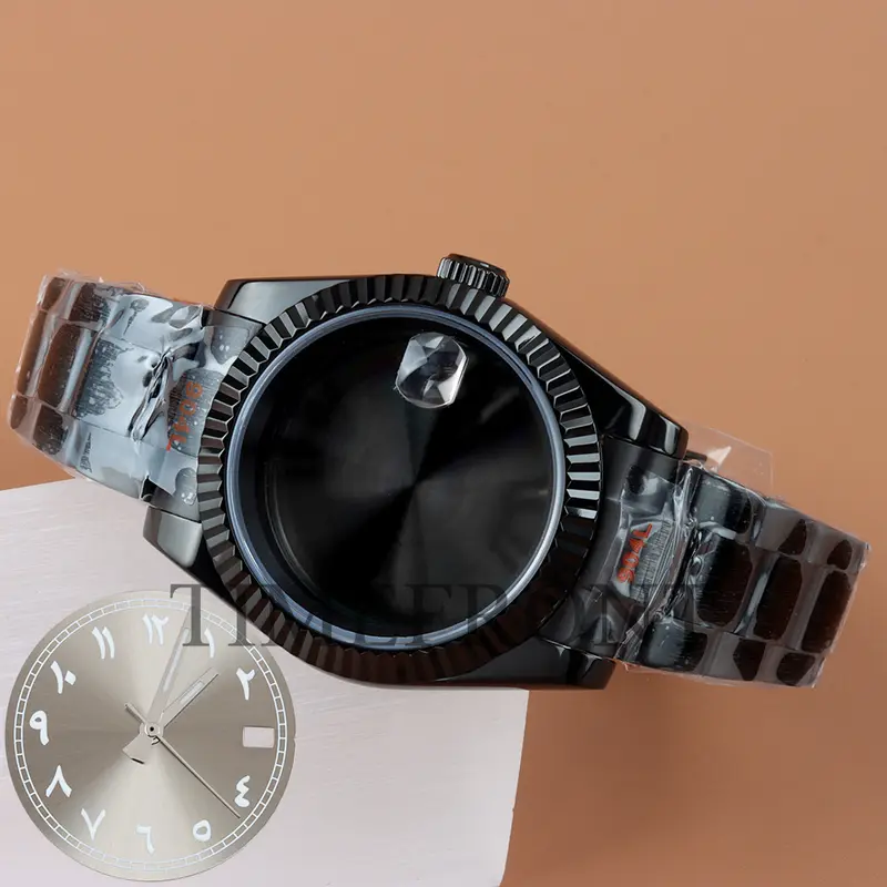 Silver/Black 36mm 39mm nh35 Watch Case with pink Sunburst Dial and Hands For Datejust NH35 NH36 Movement Waterproof Oyster Strap - Image 12