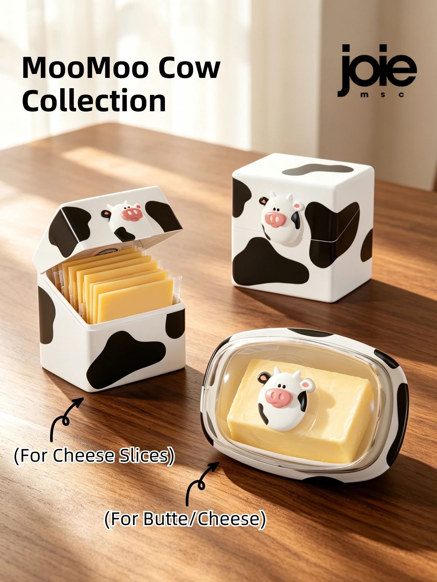 Elegant Joie MooMoo Butter Dish with Lid - Premium Butter and Cheese Storage Container