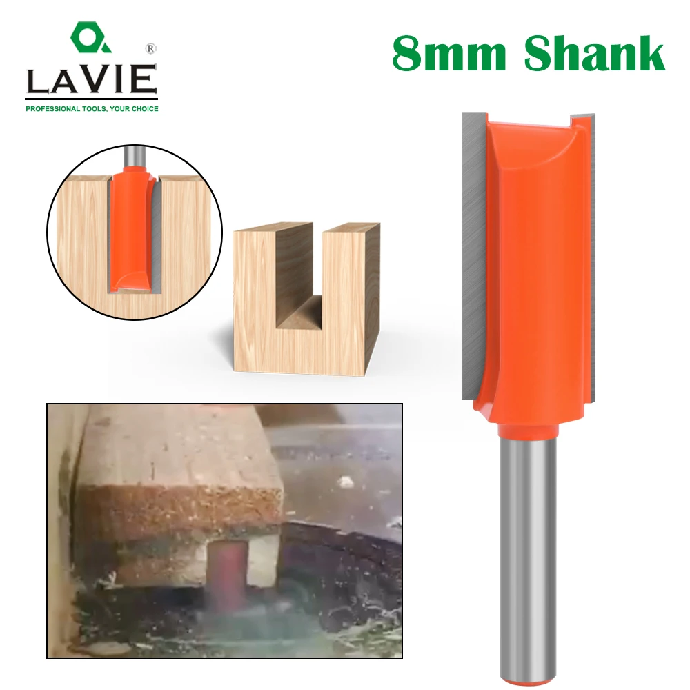 

LAVIE 1pc 8mm 2 Flutes Straight Bit Carbide Router Bit Two Flute Router Bit CNC Milling Cutter