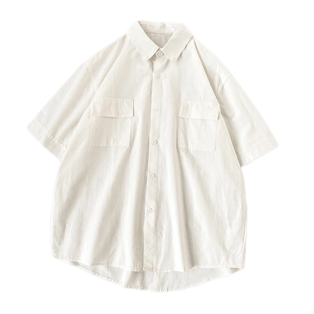 

Рубашка мужская эластичная с воротником с лацканами, короткий рукав, простой Повседневный Топ для отдыха, базовая одежда, лето