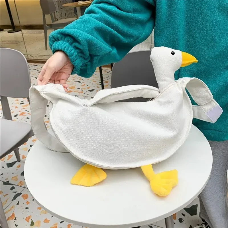 Silly Goose Bag Girls Canvas Diagonal Cross Bag Cute Duck Tote Youth Fashion Casual Version Shoulder Bags Women Messenger Packs