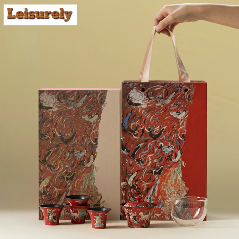 Dream Of Dunhuang Tea Set Complete Set Traditional Tea Ceremony Set Tea Maker Teapot And Tea Cup Set Tableware Accessories Gift