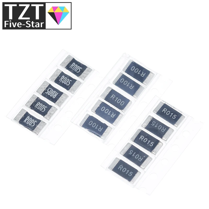 TZT 50PCS Alloy resistance 2512 SMD Resistor Samples kit ,10 kindsX5pcs=50pcs R001 R002 R005 R008 R010 R015 R020 R025 R050 R100