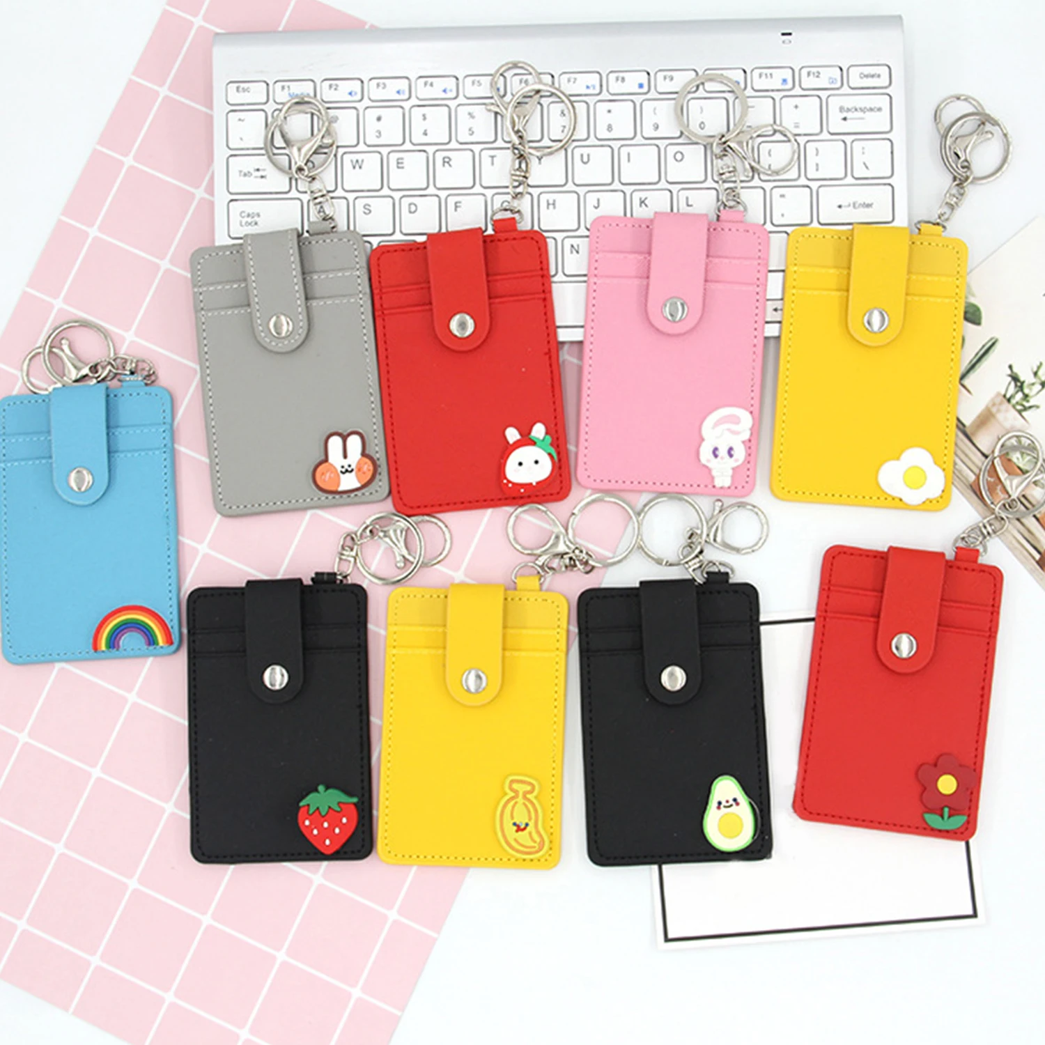 

New Fashion Large Capacity Multi-card Card Small Purse Credit Card Holder With Keychain Cute Rabbit Cartoon Bank Credit Card