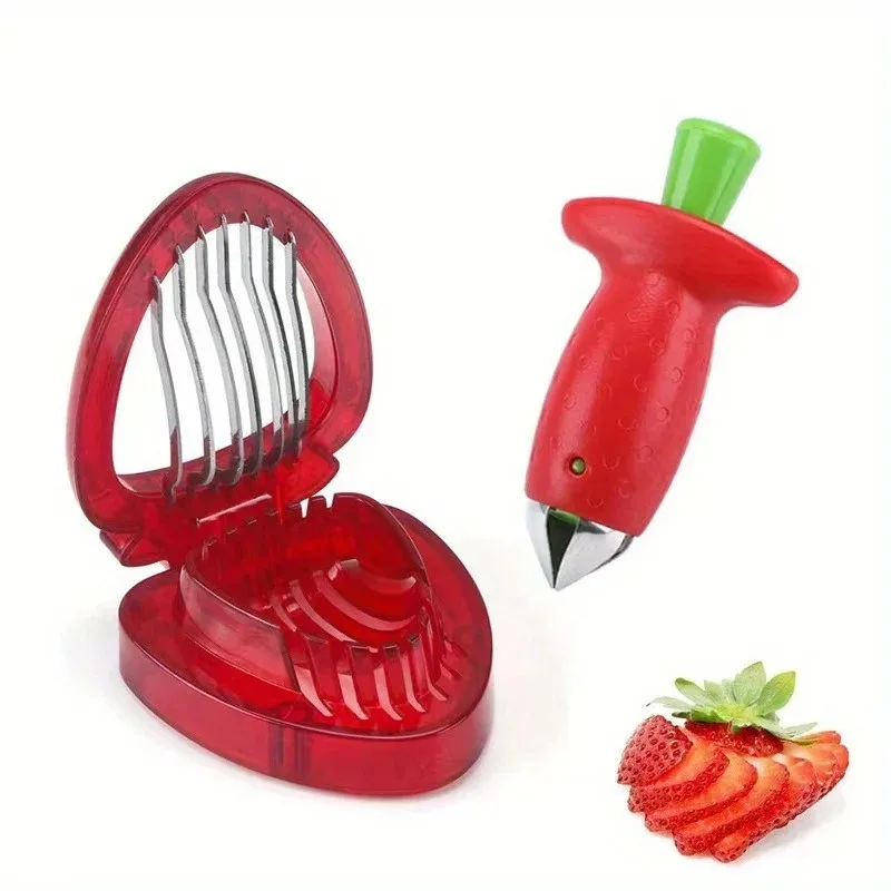 Kitchen Fruit Tools Strawberry Slicer Strawberry Corer Strawberry Peeler Stem Remover Creative Melon and Fruit Slicer