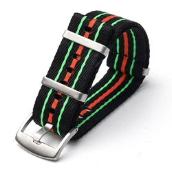 Versatile Nylon Woven Canvas Watch Band - 20mm & 22mm Strap Widths - 20mm (Black green orange)