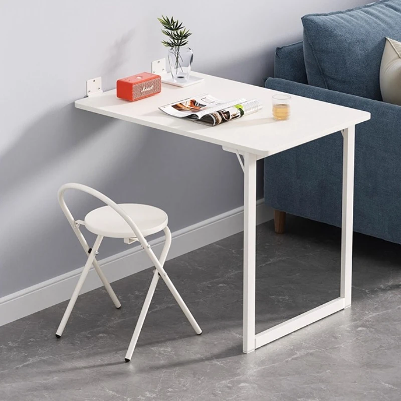 Tavolo pieghevole a parete, tavolo da pranzo a parete in legno massello, scrivania per computer nascosta a parete, tavolo pieghevole multifunzionale - immagine 2