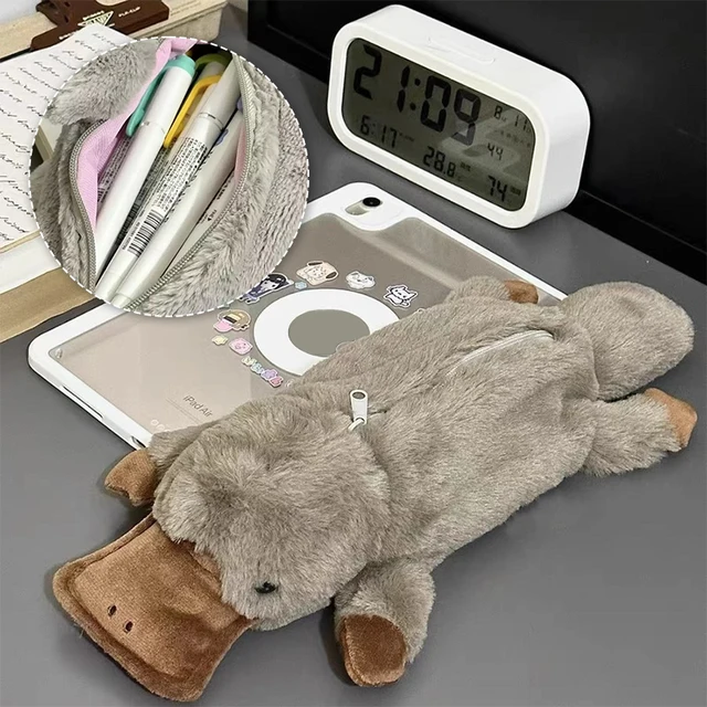 Kawaii Fluffy Rabbit Pencil Case - Big Eyed Plush Pen Bag For School & Makeup Storage