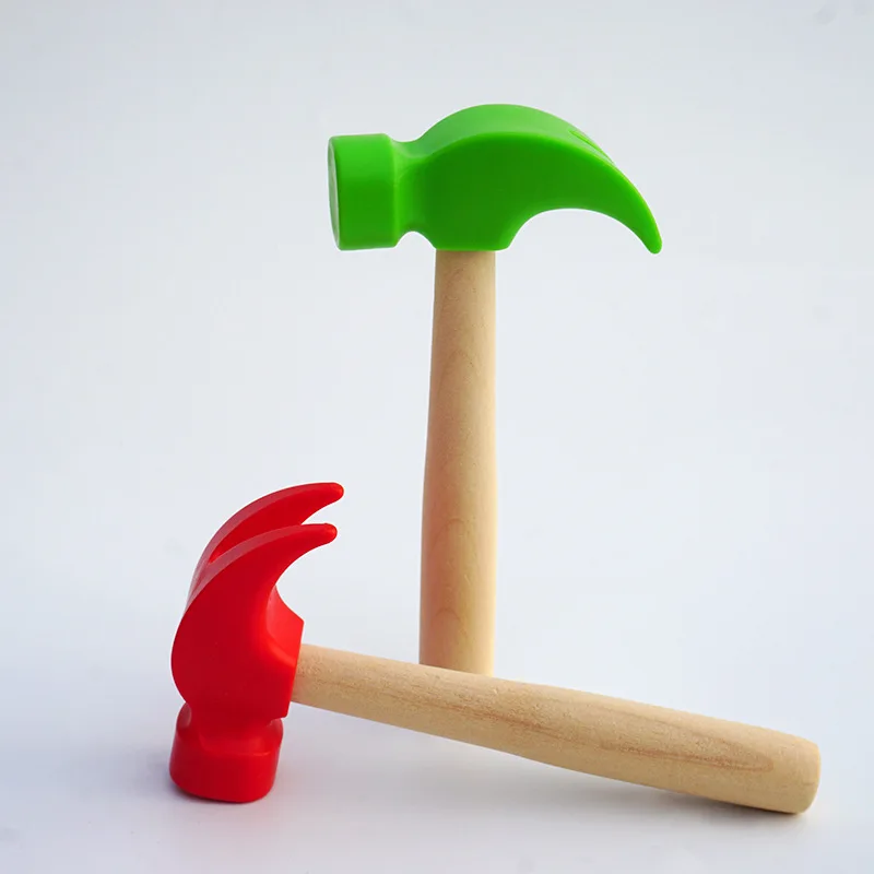 Children's simulation hammer wooden handle solid hammer toy beat repair tool mini wooden solid PP plastic super strong, mini hammer, mini claw hammer