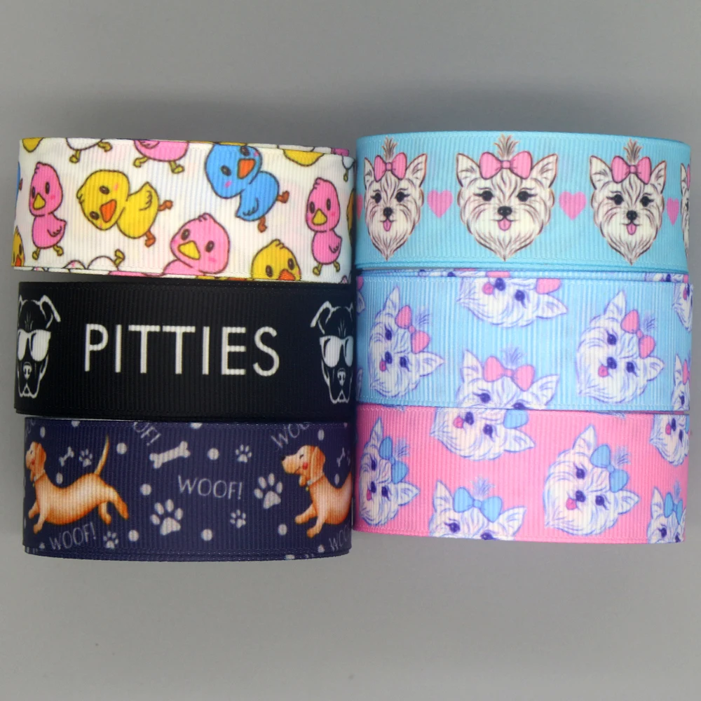 Dhk 50Yards Cane Anatra Woof Stampato Nastro Grosgrain Accessori Materiale Copricapo Decorazione Fai Da Te Cucito Mestiere S2215
