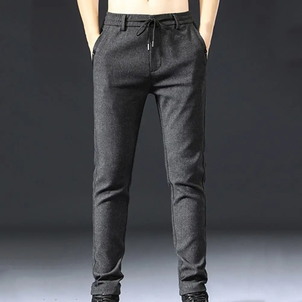 

2023 New Autumn Winter Classic Work Stretch Pants Men Cotton Business Slim Fit Grey Black Korea Thick Casual Cargo Trousers Male