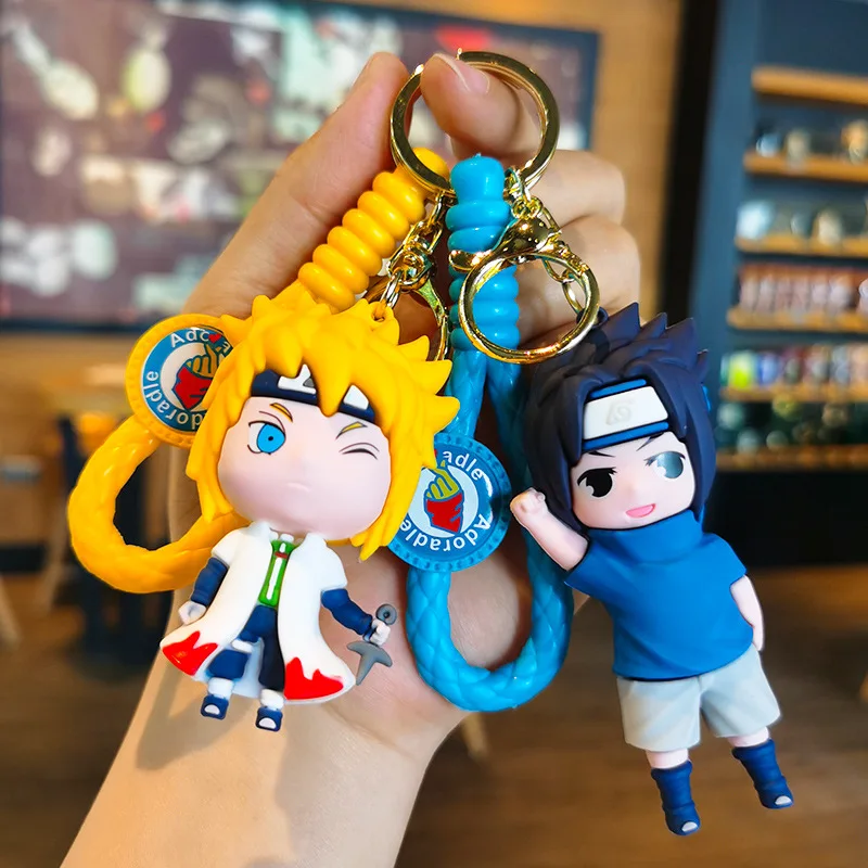 

Anime Naruto Action Figures Keychains Sasuke Kakashi Uchiha Key Pendant Cartoon Bag Pendant Doll toys Keychain Accessories Gift