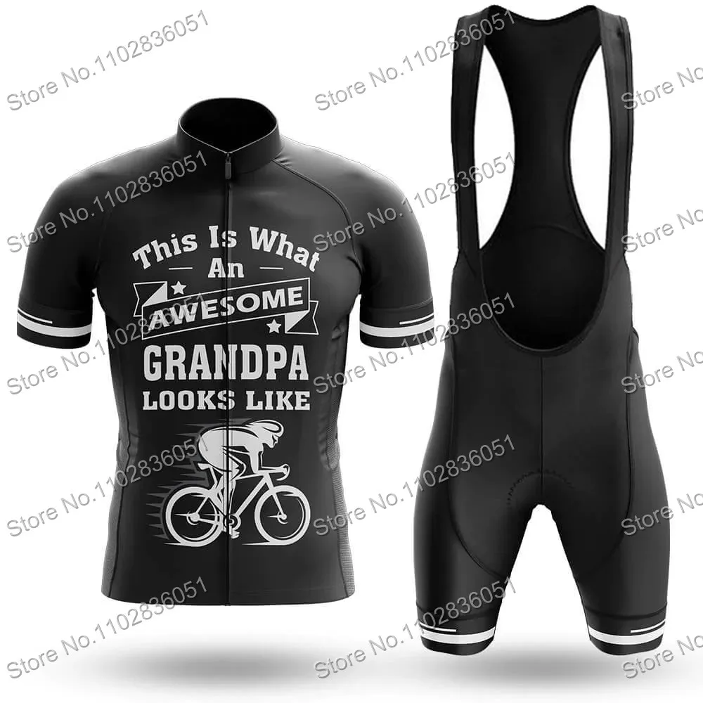Cycling Jersey Set Awesome Grandpa Cycling Clothing Kits Black Road Bike Shirts Suit Bicycle Bib Shorts MTB Maillot Culotte